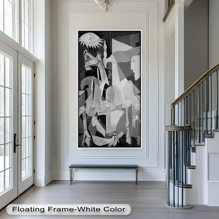 Echoes of War – Black & White Cubist Masterpiece Oil Painting