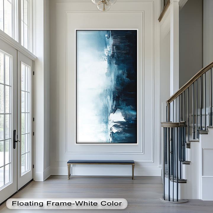 Midnight Fjord – Deep Blue Abstract Oil Painting