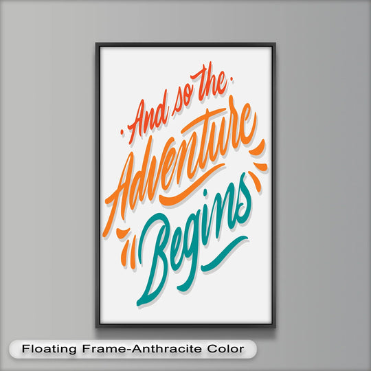 Warm color temperatures highlight the vibrant hues within the “And So the Adventure Begins” motivational oil painting wall art.