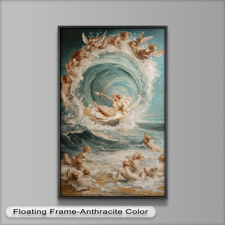 Birth of the Wave – Mythological Goddess and Cherubs Oil Painting