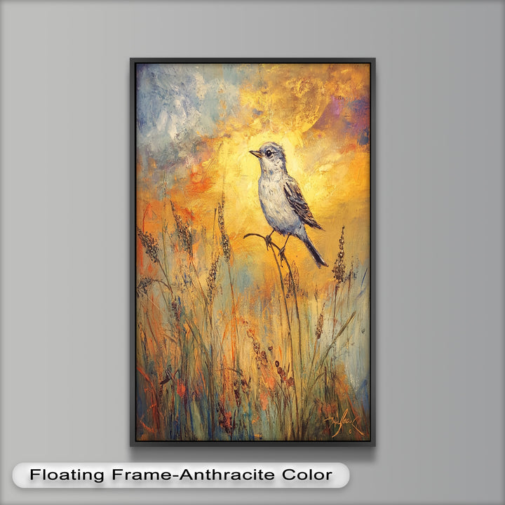 Twilight Songbird – Expressive Bird Oil Painting