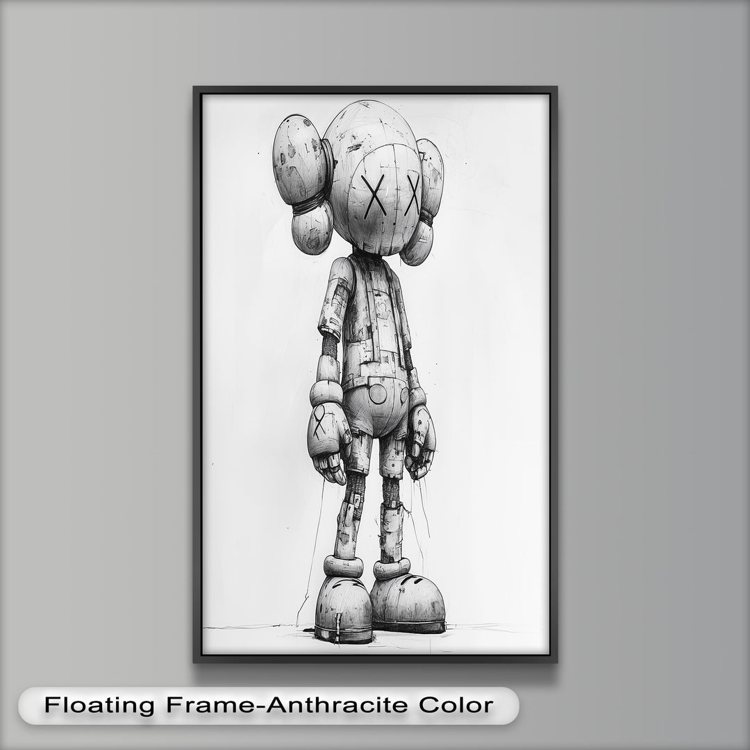 Timber Companion – Monochrome KAWS Oil Painting