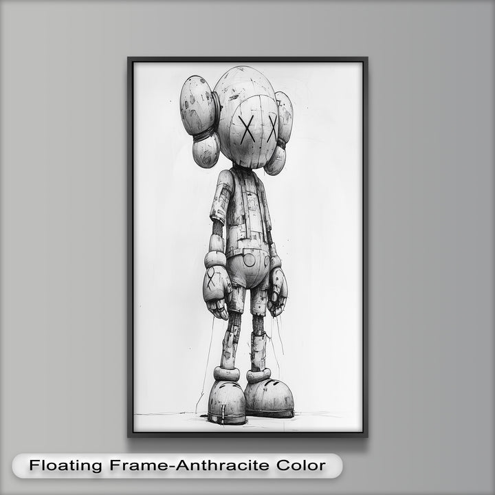 Timber Companion – Monochrome KAWS Oil Painting