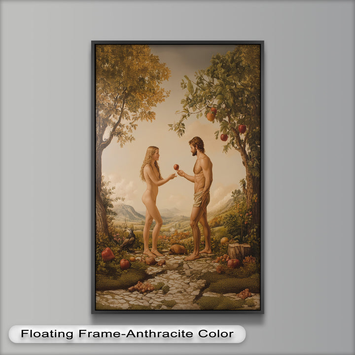 The First Temptation – Adam and Eve in Eden Renaissance Oil Painting