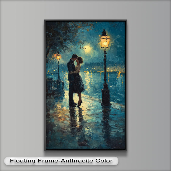 Romantic Couple Under Moonlight - Love Oil Painting
