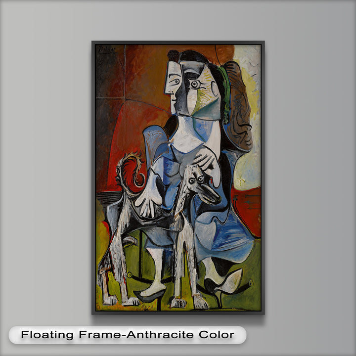 Loyal Companion – Picasso Style Woman with Dog Oil Painting