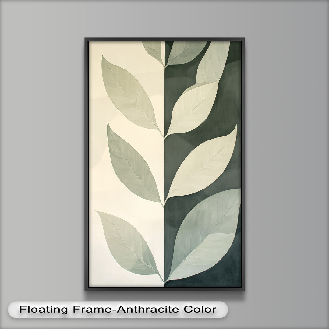 Minimalist Leaf  – Monochrome Botanical Oil Painting