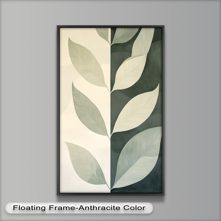 Minimalist Leaf  – Monochrome Botanical Oil Painting