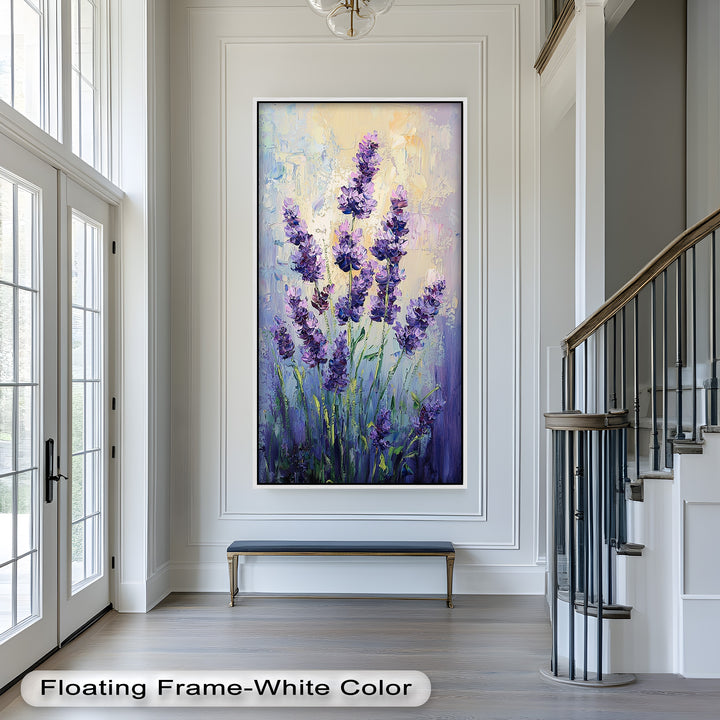 Lavender Blooms in Textured Harmony - Flower Oil Painting