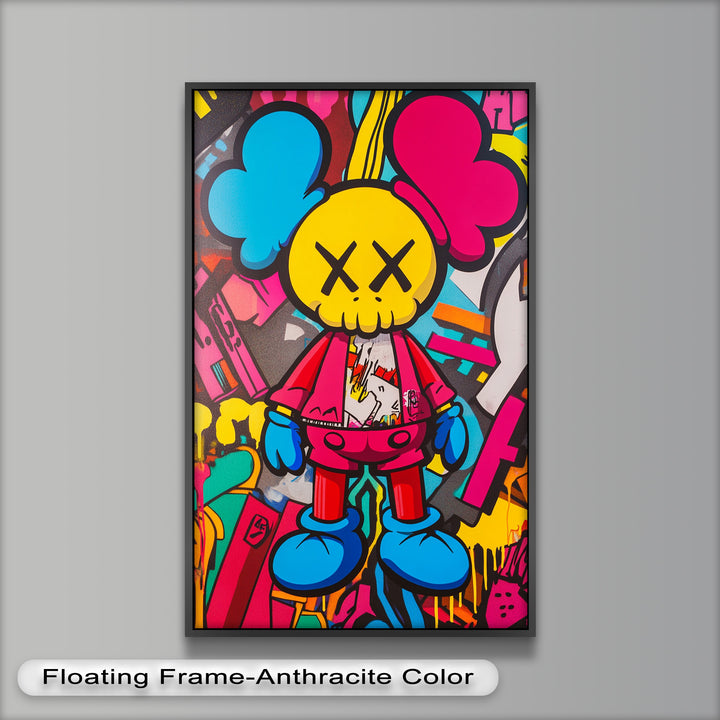 Neon Rebellion – KAWS Graffiti Ölgemälde