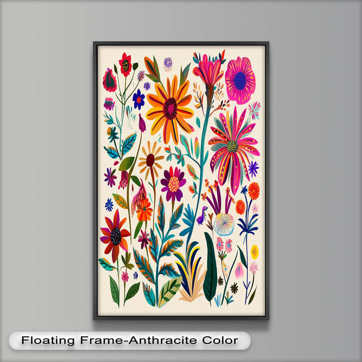 Wild Bloom Symphony – Vibrant Botanical Oil Painting