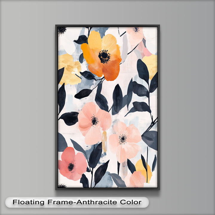 Soft Harmony – Peach and Mustard Floral Oil Painting
