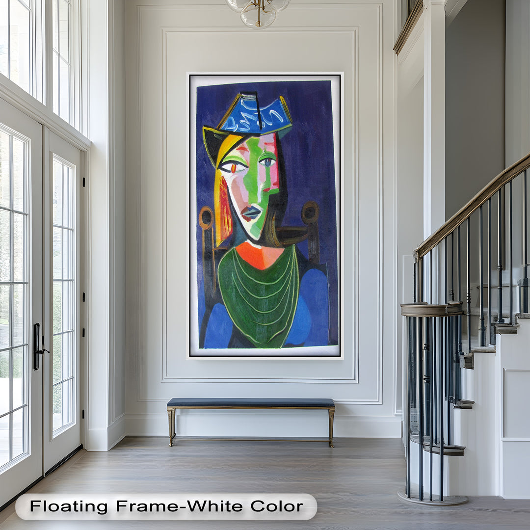 Jade and Indigo Muse – Abstract Woman Picasso Oil Painting