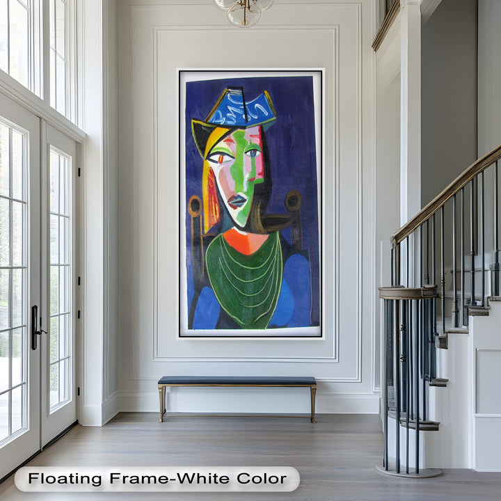 Jade and Indigo Muse – Abstract Woman Picasso Oil Painting