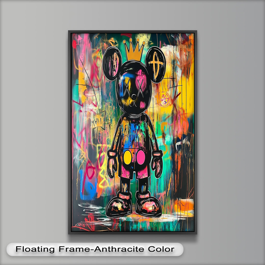 Crowned Chaos – Neon Royal KAWS Oil Painting