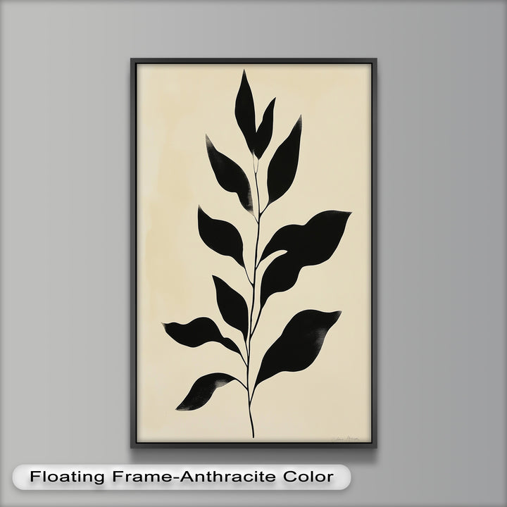 Black Botanical Minimalism – Monochrome Oil Painting