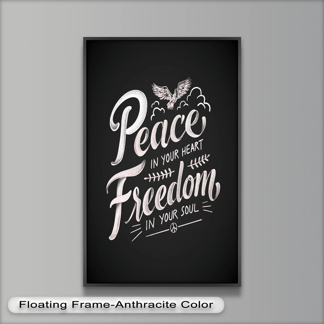 Spiritual Typography Oil Painting – Inner Peace and Liberation Wall Decor
