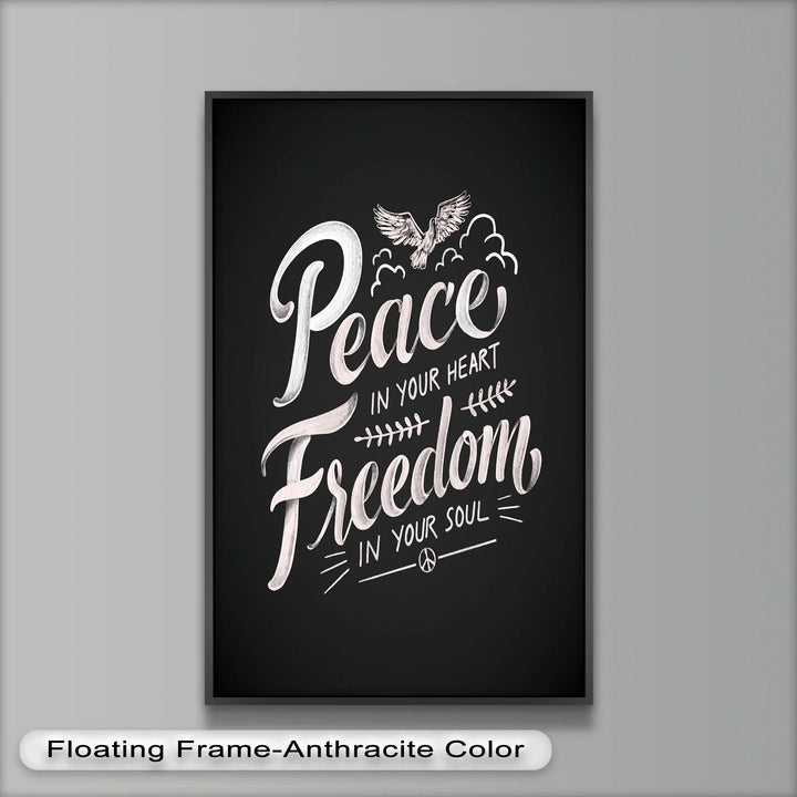 Spiritual Typography Oil Painting – Inner Peace and Liberation Wall Decor
