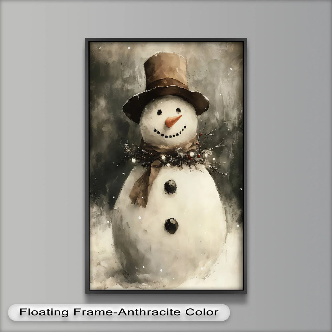 Frosty Cheer – Snowman in Winter Wonderland Oil Painting - MyPhotoStation