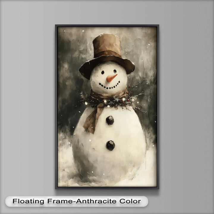 Frosty Cheer – Snowman in Winter Wonderland Oil Painting - MyPhotoStation