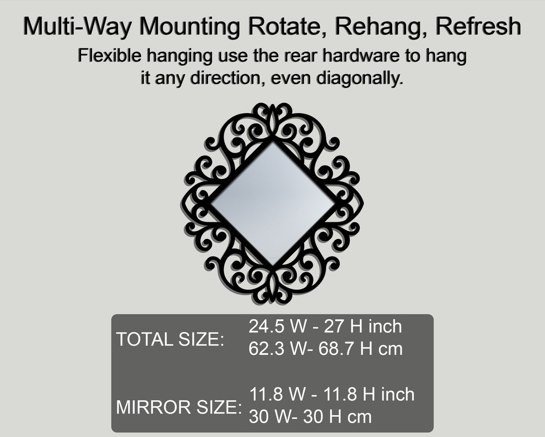 Chiave greca rotonda decorativa Specchio da Parete – Decorazione da parete con specchio classico moderno