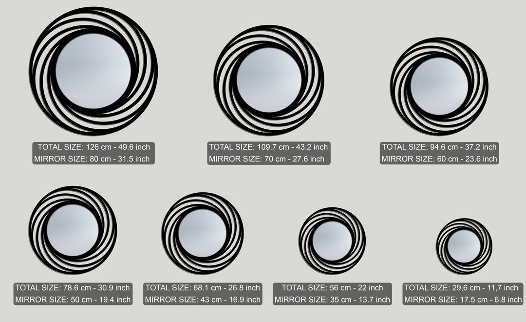 Swirling Rings Circle Floor Mirror – Modern Black Metal Floor Mirror