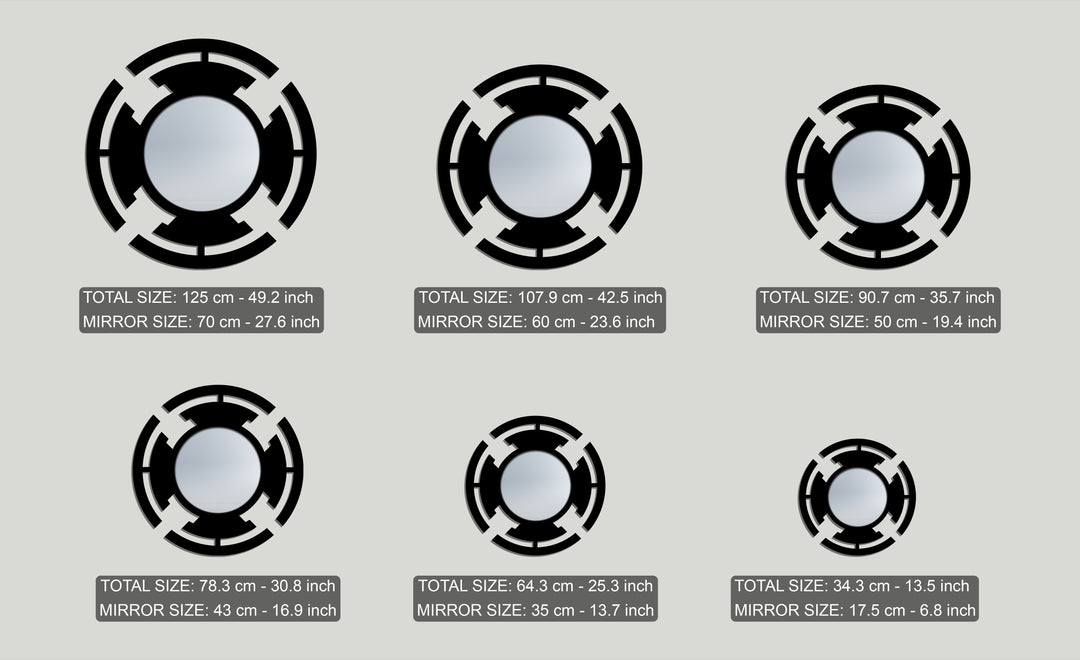 Círculo de anillos segmentados Espejo De Pie – Black Metal moderno Espejo De Pie