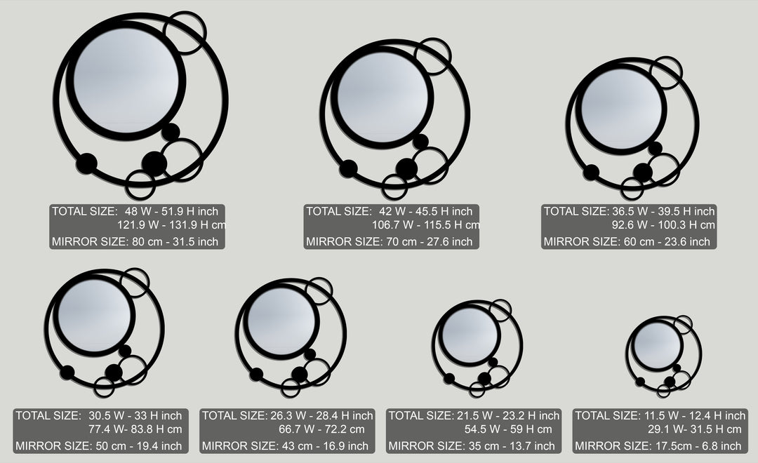 Círculo de órbita Espejo De Pie – Black Metal moderno Espejo De Pie