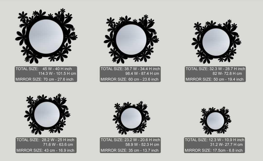 Bloom Halo Floor Mirror – Floral Black Metal Decorative Floor Mirror