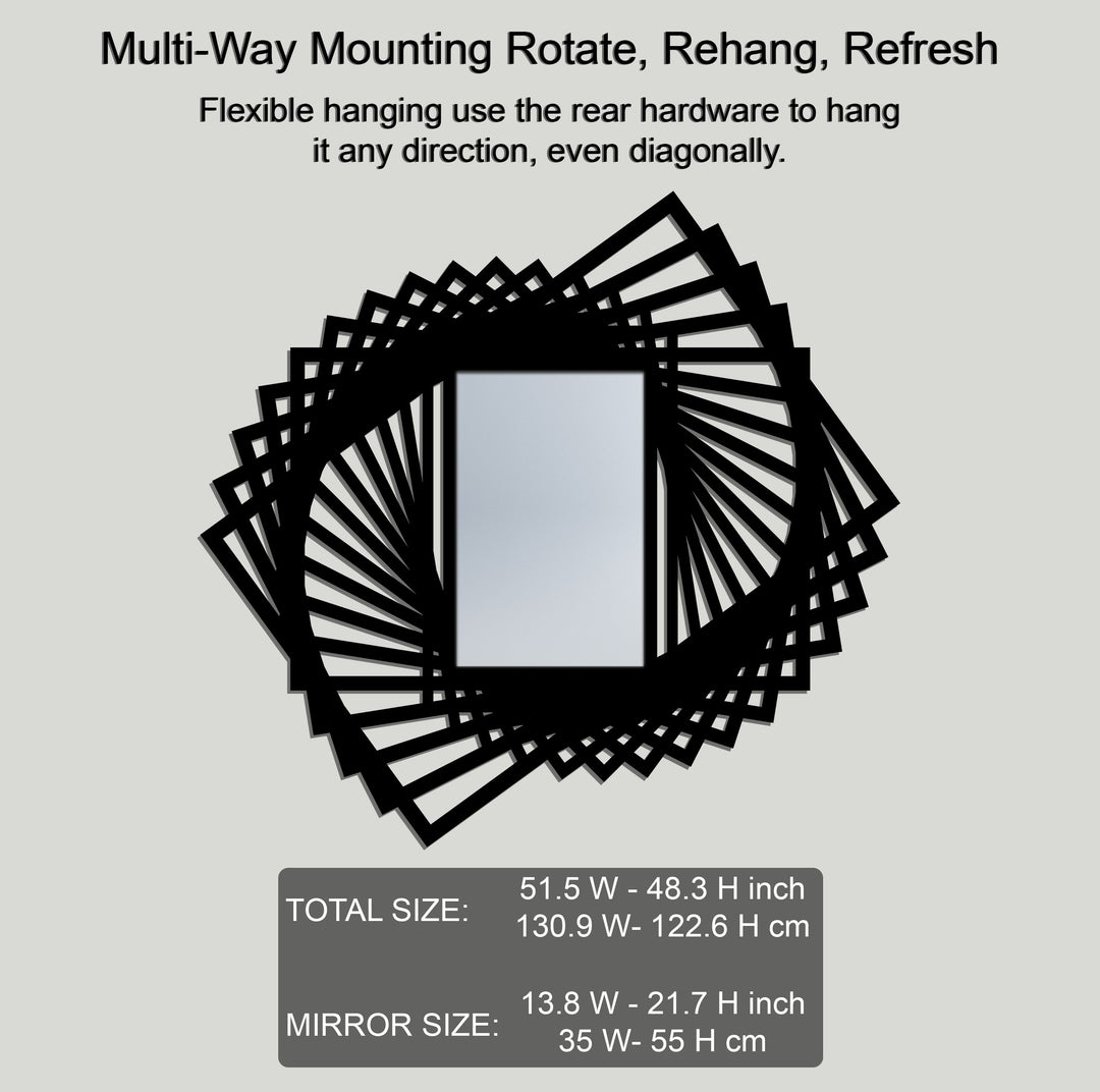 Spiral Fan Metal Floor Mirror – Geometric Rotating Frame Design