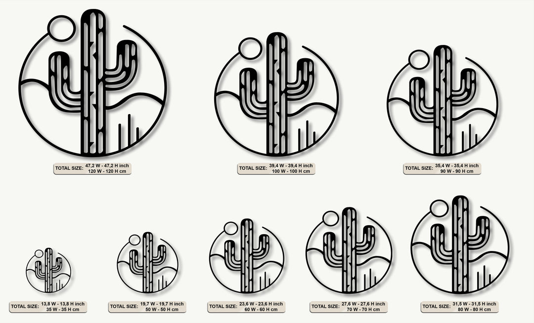 Minimal Desert Cactus Metal Wall Art – Modern Southwest Landscape Design