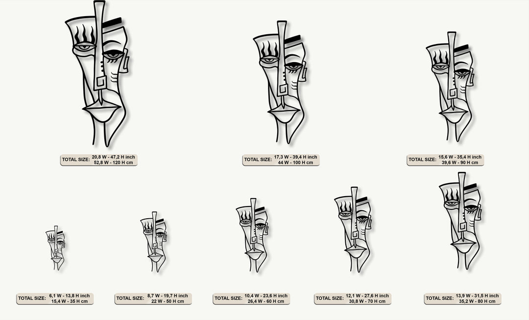 Abstract Tribal Face Metal Wall Art – Modern Mask Decor