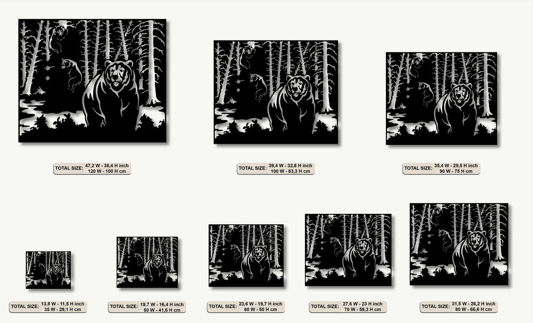 Wild Forest Bear Metal Wall Art – Nature Wildlife Scene Decor