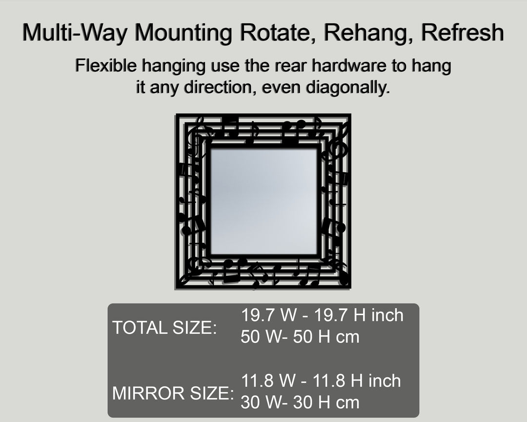 Musical Notes Frame Metal Wall Mirror – Artistic Rhythm Design