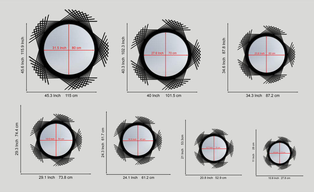 Intersecting Line Round Decorative Wall Mirror – Modern Geometric Mirror Wall Decor