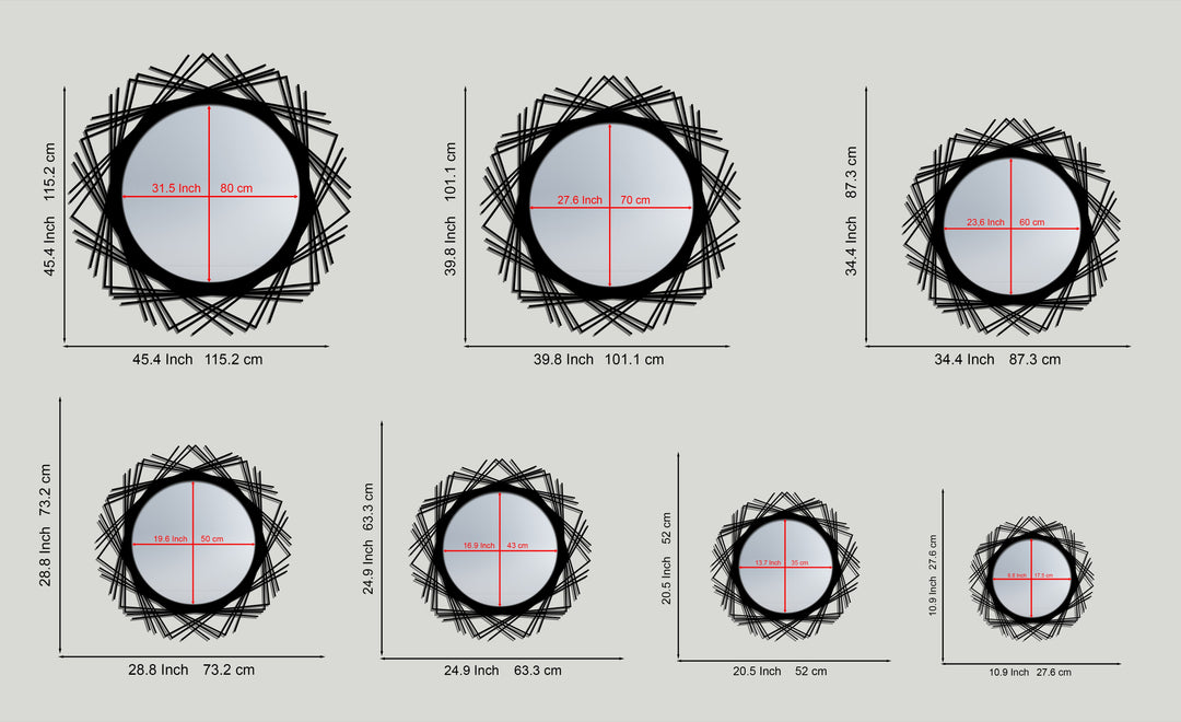 Crossed Line Halo Round Decorative Wall Mirror – Modern Geometric Mirror Wall Decor