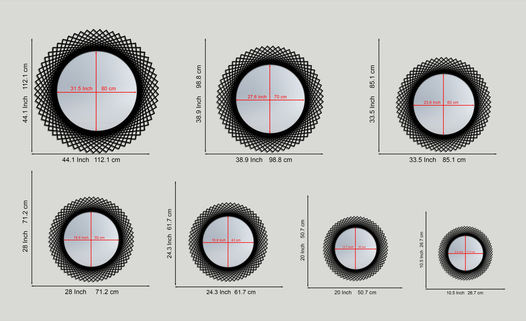 Diamond Weave Round Decorative Wall Mirror – Modern Geometric Mirror Wall Decor