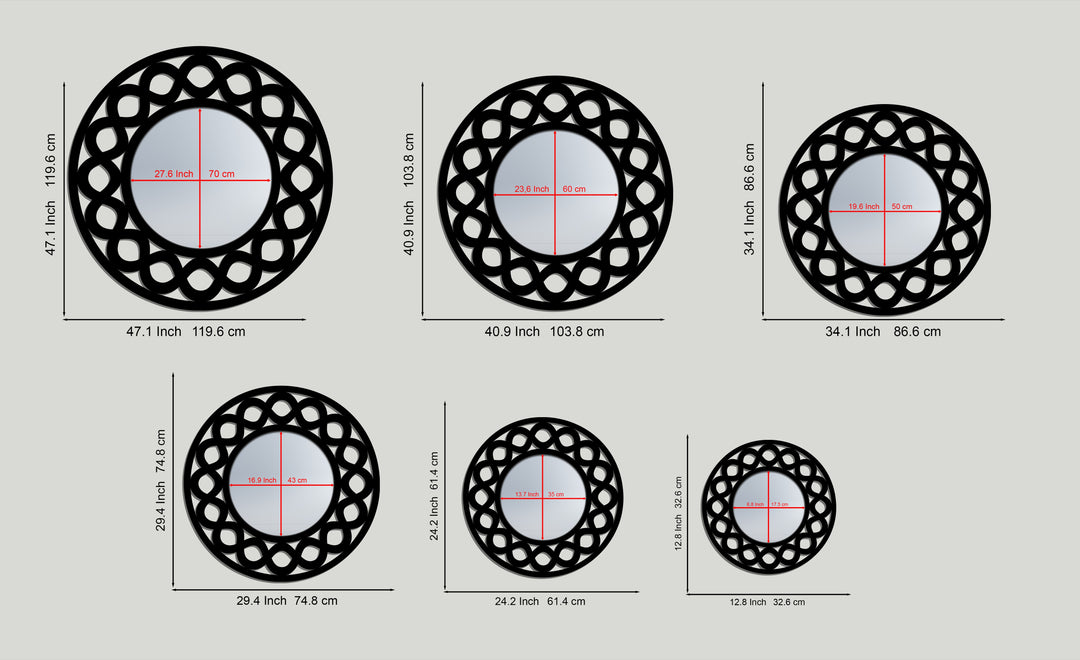 Infinity Loop Round Decorative Wall Mirror – Modern Patterned Mirror Wall Decor