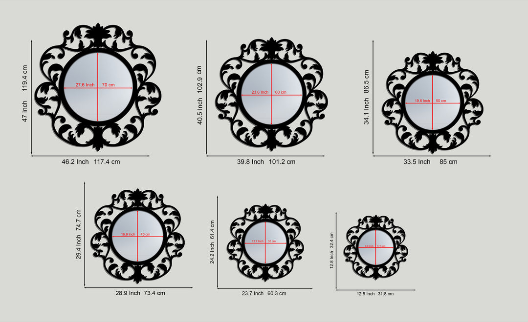 Victorian Bloom Round Decorative Wall Mirror – Ornate Botanical Mirror Wall Decor