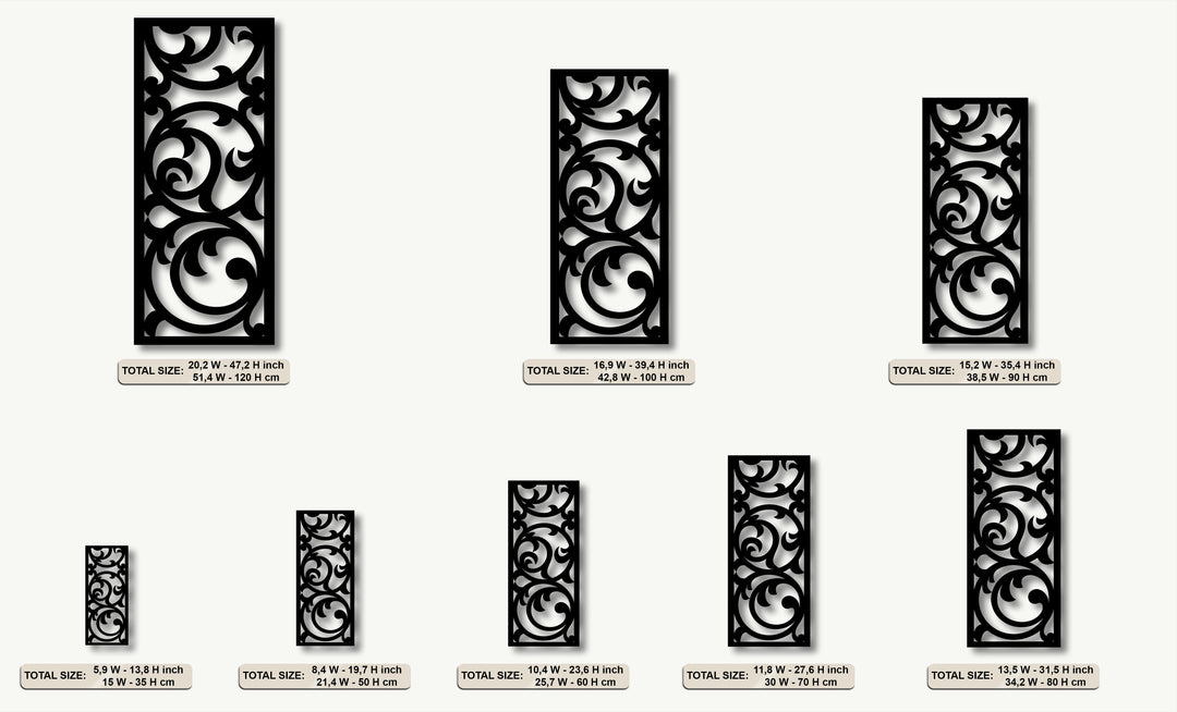 Ornate Floral Scroll Metal Wall Art – Elegant Baroque-Inspired Panel Design