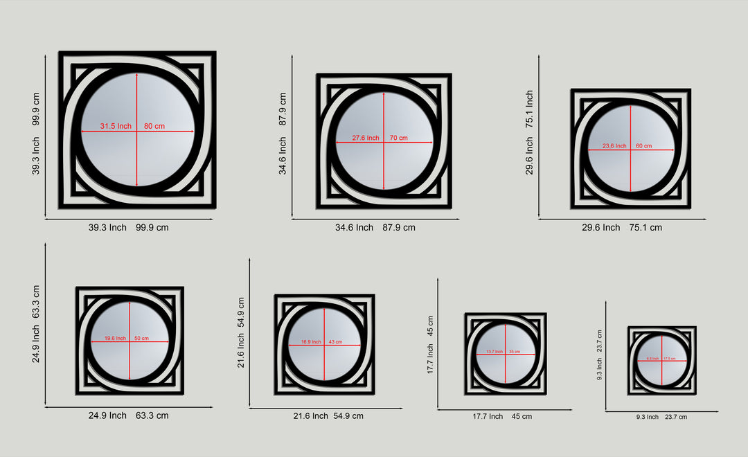 Architect Frame Square Decorative Wall Mirror – Modern Geometric Mirror Wall Decor