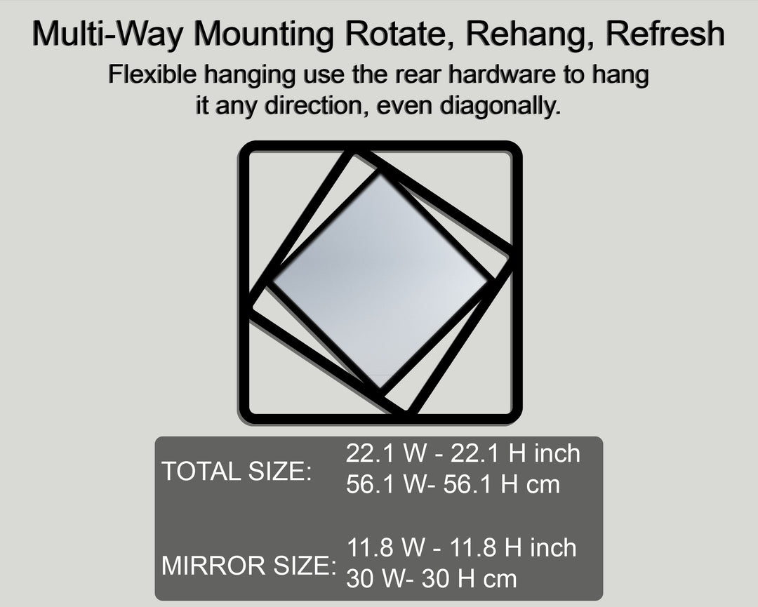 Rotated Square Layers – Geometric Metal Wall Mirror