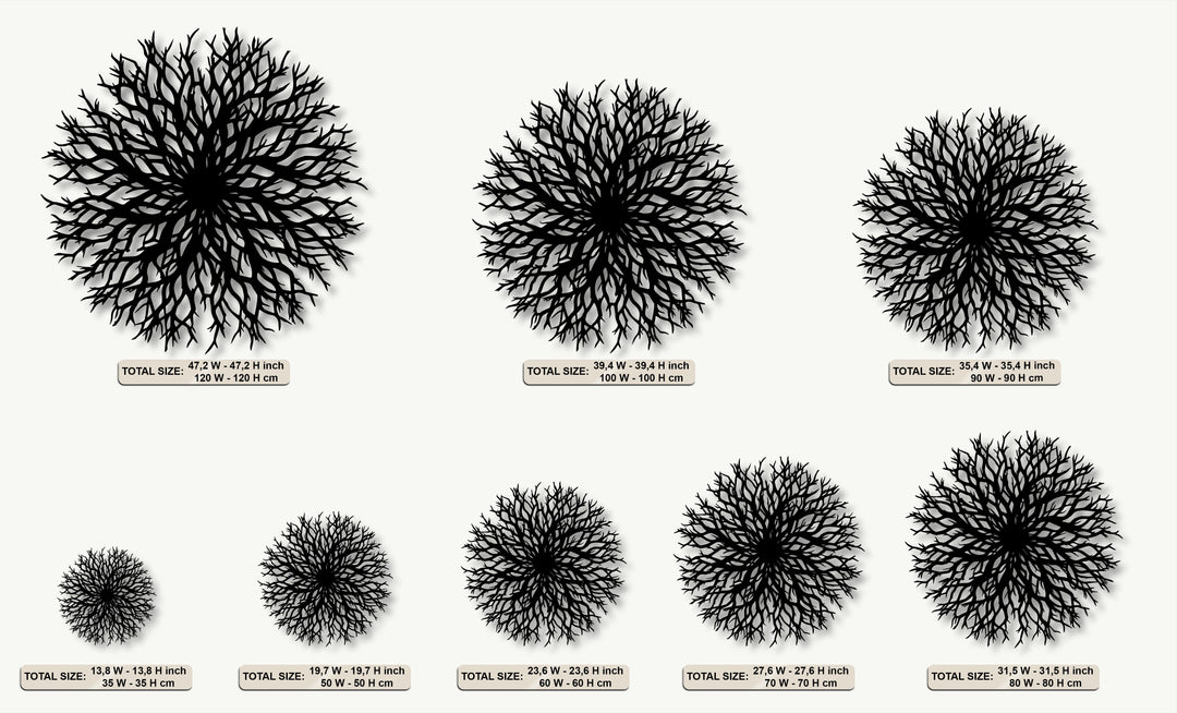 Abstract Branch Burst Metal Wall Art – Organic Radial Design Decor