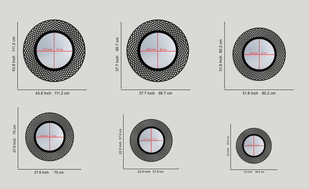 Interwoven Round Decorative Wall Mirror – Modern Geometric Mirror Wall Decor