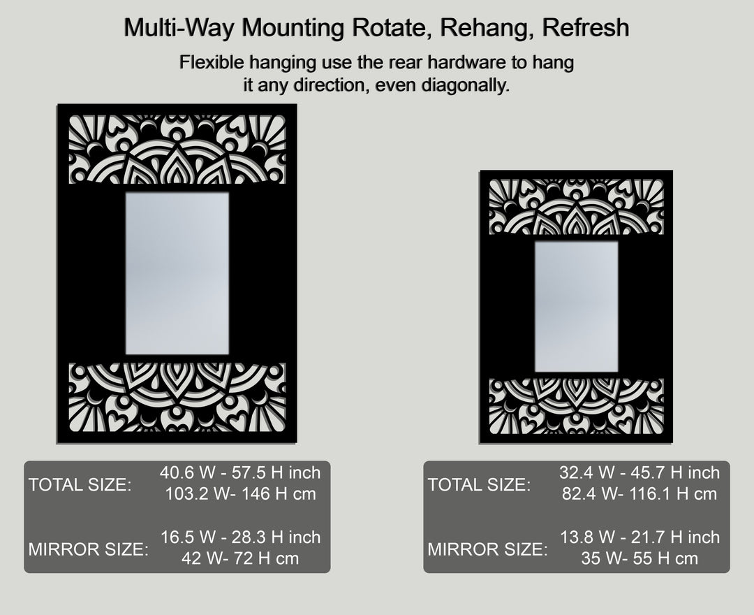 Mandala Shadow Frame Metal Floor Mirror – Ornamental Geometric Design