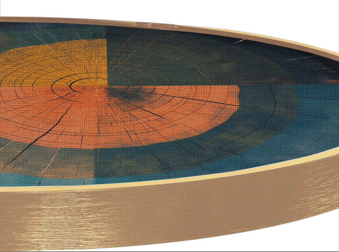 Abstract Wood Ring Geometry Round Canvas Print – Modern Rustic Wall Art