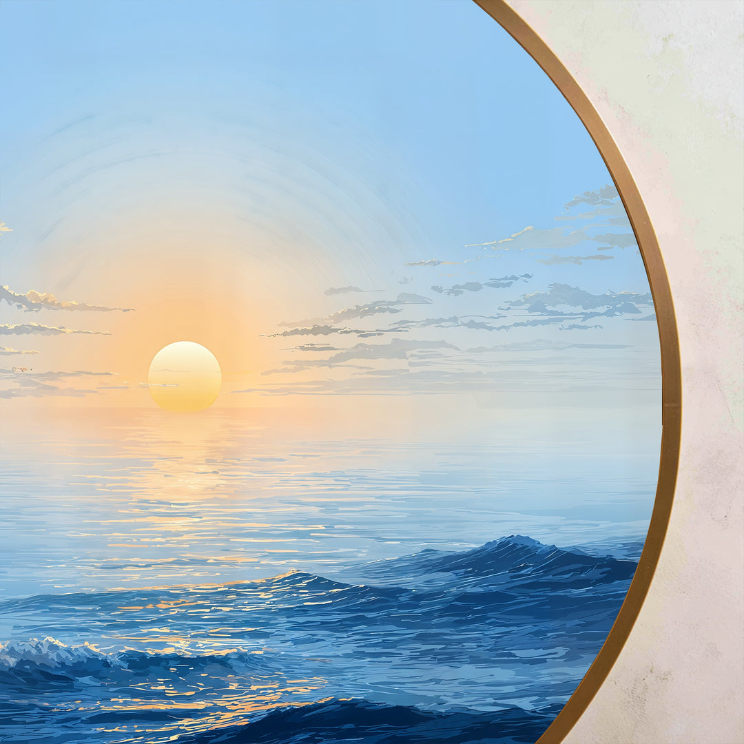 Oval der kosmischen Wellen Wandspiegel  – Moderner, geschichteter Metallspiegel