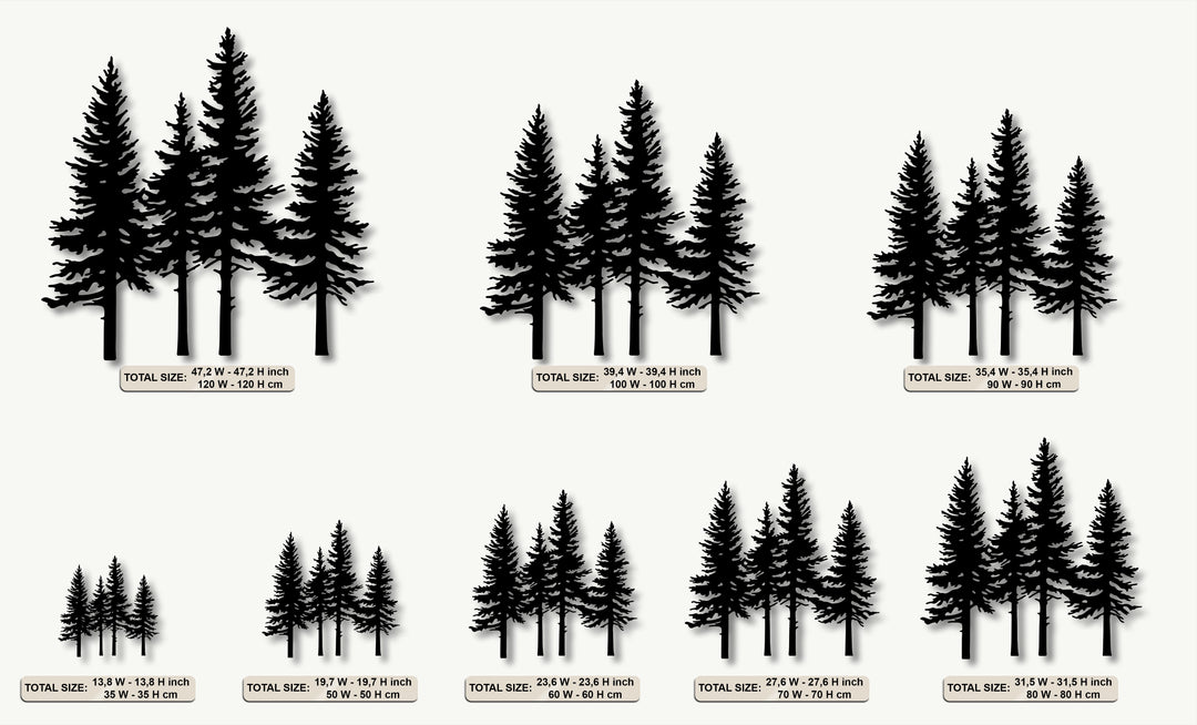 Pine Forest Silhouette Metal Wall Art – Nature Landscape Decor