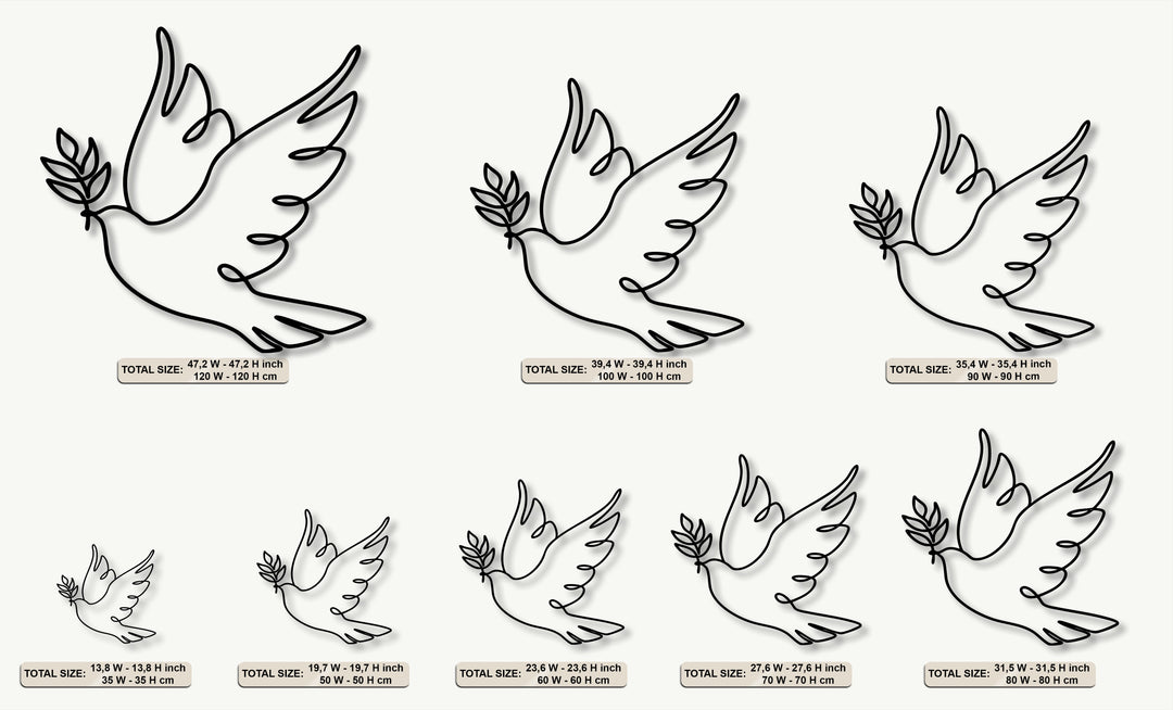 Minimalist Dove Line Art Metal Wall Art – Peace Symbol Decor