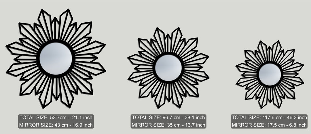 Sunburst Geometric Metal Wall Mirror – Modern Radiant Design